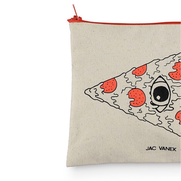 new Jac Vanek ★ In Pizza We Trust Pouch ★ Canvas - Picture 3 of 8